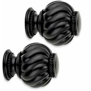 Cambria Premier Twist Ball Finials in Satin Black Metal Set of 2 Screw On